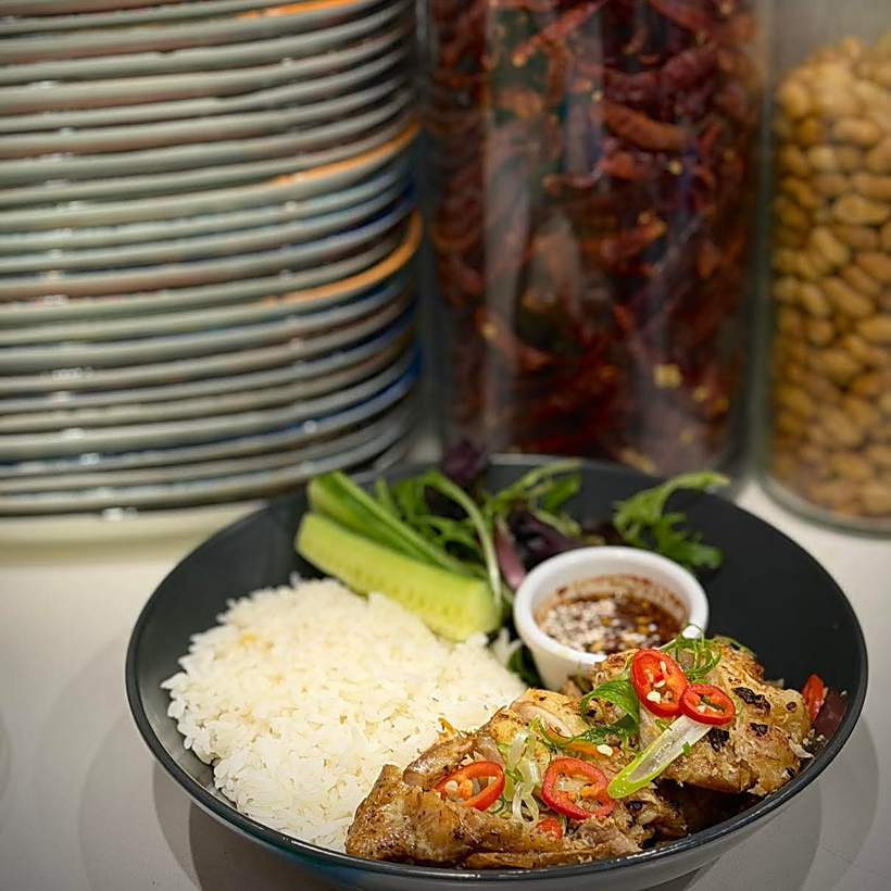 Grilled chicken rice bowl at Golden Sukhothai, Perth